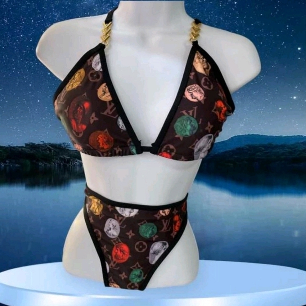 Brown chain LV bikini